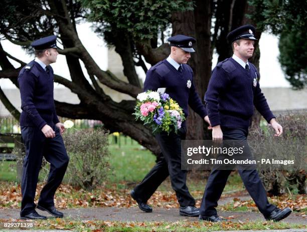 Firemen arrive for the funeral of Anjanette Rossi and her daughter Louella Main who died in the Berkshire train crash. The 38-year-old and her...