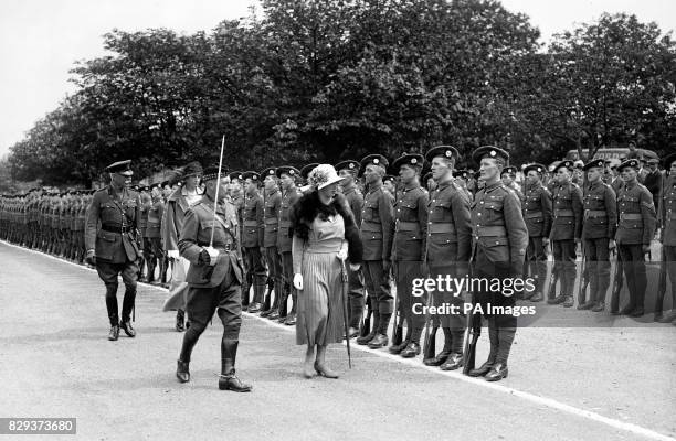 Her Royal Highness Princess Mary inspecting the ranks of the Royal Scots of which she is the Honorary Colonel-in-Chief.