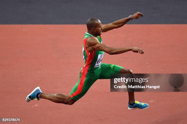 Nelson Evora of Portugal competes in the mens triple jump final during day seven of the 16th IAAF World Athletics Championships London 2017 at The...