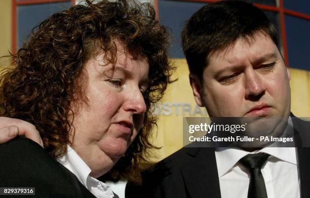 Andrea and Paul Gallagher speak to the media outside Bromley Magistrates Court in Kent today before the inquest into their 2 year-old son Paul's...