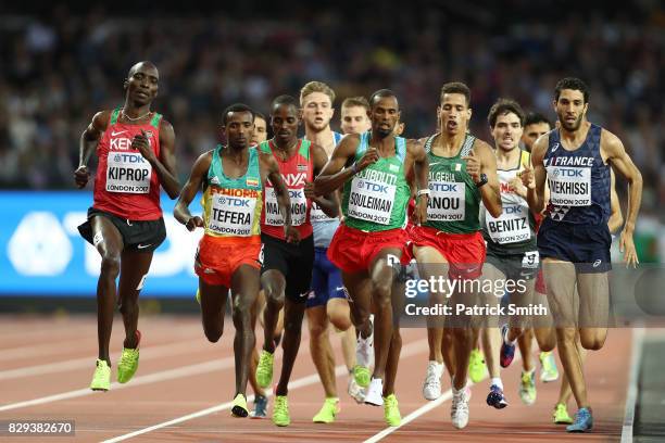 Asbel Kiprop of Kenya, Samuel Tefera, Elijah Motonei Manangoi of Kenya, Ayanleh Souleiman, Abderrahmane Anou; Timo Benitz of Germany and Mahiedine...