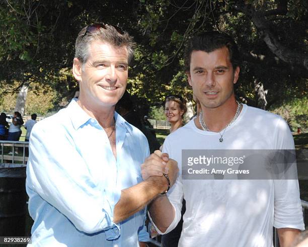 Pierce Brosnan and Gavin Rossdale attend Jane Goodall's Roots & Shoots Day of Peace at Griffith Park on September 21, 2008 in Los Angeles, California.