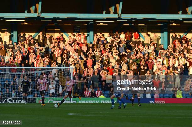 Sunderland fans look on during the Carabao Cup First Round match between Bury and Sunderland at Gigg Lane on August 10, 2017 in Bury, England.