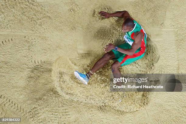 Nelson Evora of the Portugal competes in the mens triple jump final during day seven of the 16th IAAF World Athletics Championships London 2017 at...
