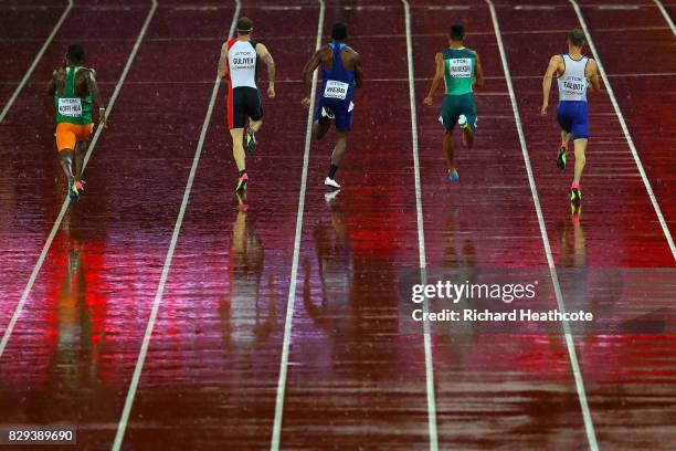 Wilfried Koffi of Cote-Divoire, Ramil Guliyev of Turkey, Ameer Webb of United States, Wayde van Niekerk of South Africa and Daniel Talbot of Great...