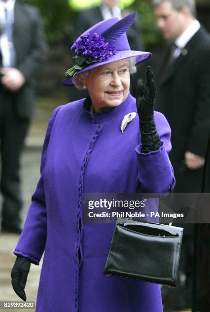 Queen Elizabeth II arrive sat the wedding of Lady Tamara Grosvenor to Edward van Cutsem at Chester Cathedral. Prince William will act as usher at the...