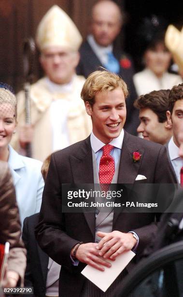 Prince William leaves the wedding of Lady Tamara Grosvenor to Edward van Cutsem at Chester Cathedral. Prince William acted as usher at the lavish...