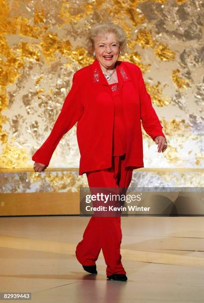 Actress Betty White onstage during the 60th Primetime Emmy Awards held at Nokia Theatre on September 21, 2008 in Los Angeles, California.