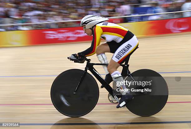 Natalie Simanowski of Germany competes in the Women's Ind. Pursuit Track Cycling event at Laoshan Velodrome during day four of the 2008 Paralympic...