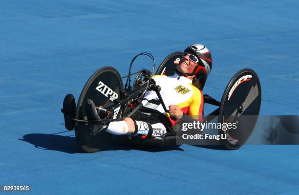 Stefan Baumann of Germany competes in the Men's IMen's Individual Road Race HC B event at the Triathlon Venue during day six of the 2008 Paralympic...