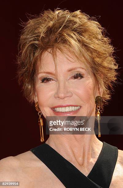Actress Mary Tyler Moore arrives on the red carpet at the 60th Primetime Emmy Awards at the Nokia Theatre in Los Angeles on September 21, 2008. AFP...
