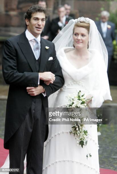 Lady Tamara Grosvenor and Edward van Cutsem after their wedding at Chester Cathedral. The wedding brings together two of Britain's wealthiest...
