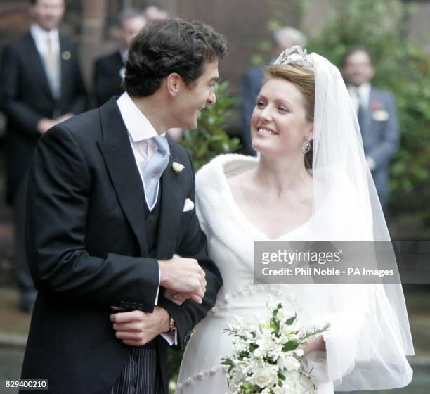 Lady Tamara Grosvenor and Edward van Cutsem after their wedding at Chester Cathedral. The wedding brings together two of Britain's wealthiest...