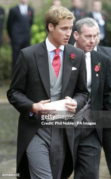 Prince William arrives at the wedding of Lady Tamara Grosvenor to Edward van Cutsem at Chester Cathedral. Prince William will act as usher at the...