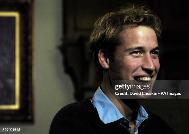 Prince William talks to journalists during an interview, in St Mary's Quad at St Andrews University where he is a student. The Prince is in the last...