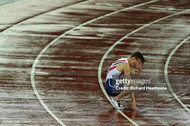 Karsten Warholm of Norway celebrates after winning gold in the Men's 400 metres hurdles final during day six of the 16th IAAF World Athletics...