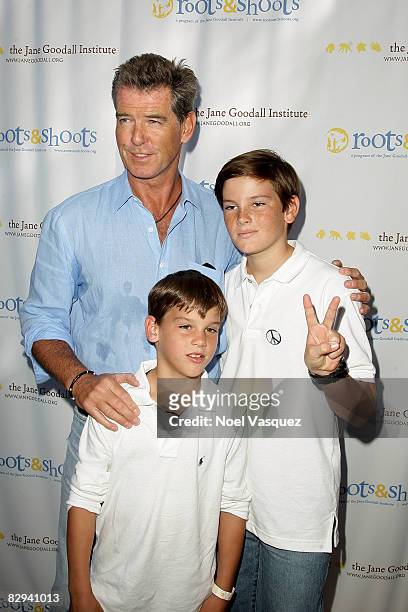 Pierce Brosnan, Paris Beckett Brosnan and Dylan Thomas Brosnan attend Jane Goodall's 6th Annual Roots & Shoots Day of Peace at Griffith Park on...