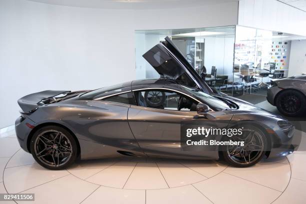 McLaren Automotive Ltd. 720S vehicle is displayed inside the McLaren Newport Beach dealership in Newport Beach, California, U.S., on Tuesday, July...