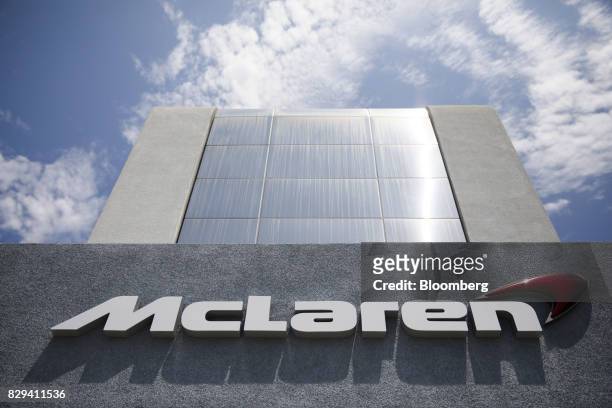 Signage is displayed outside the McLaren Newport Beach dealership in Newport Beach, California, U.S., on Tuesday, July 25, 2017. While offering more...