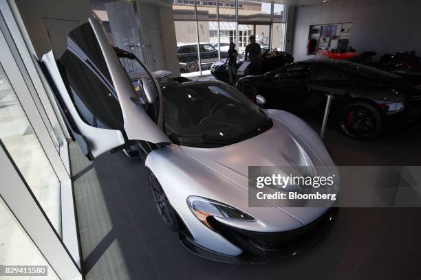 McLaren Automotive Ltd. P1 vehicle is displayed inside the McLaren Newport Beach dealership in Newport Beach, California, U.S., on Tuesday, July 25,...