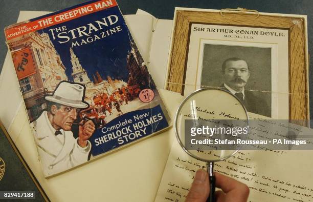 Some maunscripts, letters and photographs of Sir Arthur Conan Doyle and other previously unseen material, which will go on display at the British...