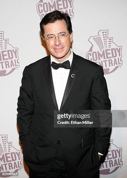 Talk show host Stephen Colbert arrives at Comedy Central's Emmy Awards party at the STK restaurant September 21, 2008 in Los Angeles, California.