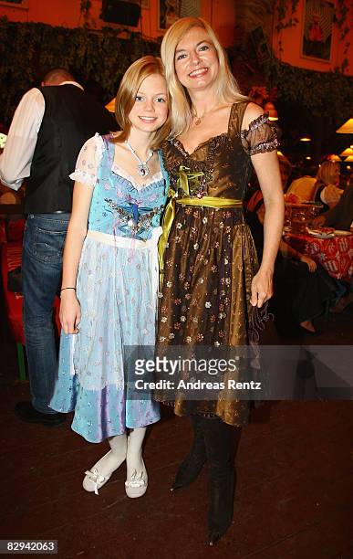 Michaela Merten and her daughter Julia attend a party at Hippodrom beer tent during day 2 of Oktoberfest beer festival on September 21, 2008 in...