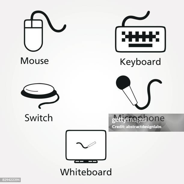 computer icons - input devices - illustration - whiteboard doodles stock illustrations
