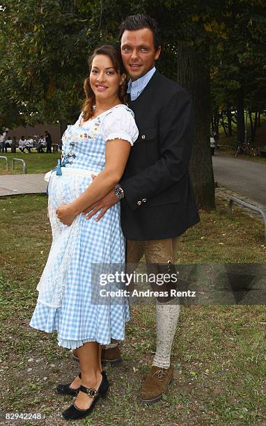 Julia Dahmen and Carlo Fiorito attend a party at Hippodrom beer tent during day 2 of Oktoberfest beer festival on September 21, 2008 in Munich,...