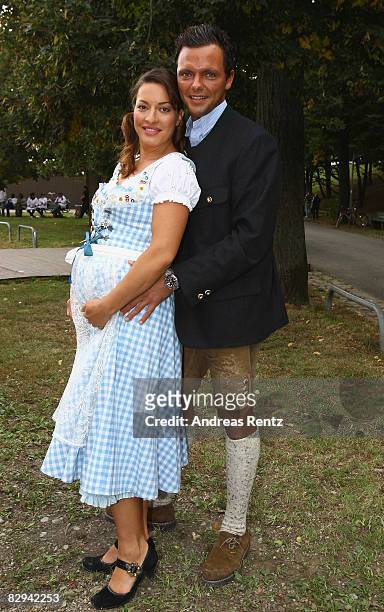 Julia Dahmen and Carlo Fiorito attend a party at Hippodrom beer tent during day 2 of Oktoberfest beer festival on September 21, 2008 in Munich,...