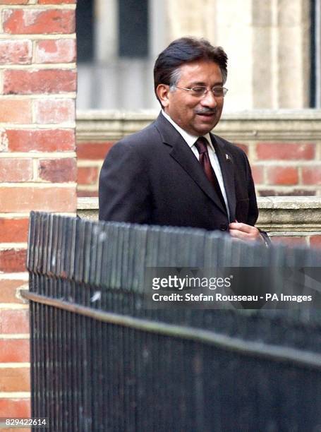 President Musharraf of Pakistan arrives at the Institute for Strategic Studies in London amid tight security after details of his movements whilst in...