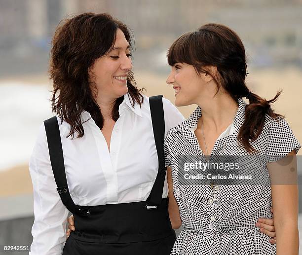 Director Belen Macias and Spanish actress Veronica Echegui attend "El Patio De Mi Carcel" photocall at the Kursaal Palace during the 56th San...