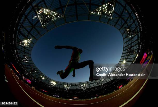 Nelson Evora of Portugal competes in the mens triple jump final during day seven of the 16th IAAF World Athletics Championships London 2017 at The...