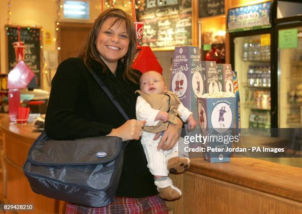 Reality TV star Jade Goody and her newborn son Freddie pose for photographers during the launch of Huggies Big Scream at Brixton Ritzy Cinema in...