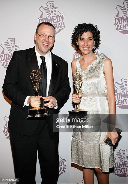The Colbert Report" co-executive producer Rich Dahm and executive producer Allison Silverman arrive at Comedy Central's Emmy Awards party at the STK...