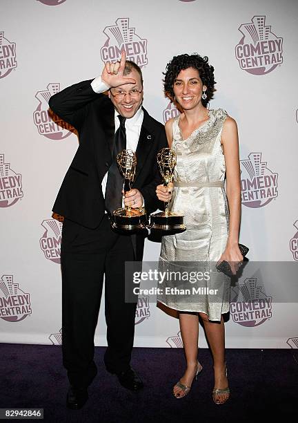 The Colbert Report" co-executive producer Rich Dahm and executive producer Allison Silverman arrive at Comedy Central's Emmy Awards party at the STK...