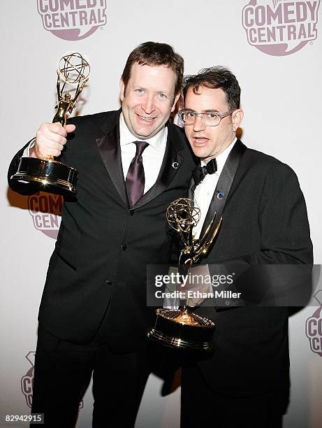 The Colbert Report" writers Tom Purcell and Eric Drysdale arrive at Comedy Central's Emmy Awards party at the STK restaurant September 21, 2008 in...