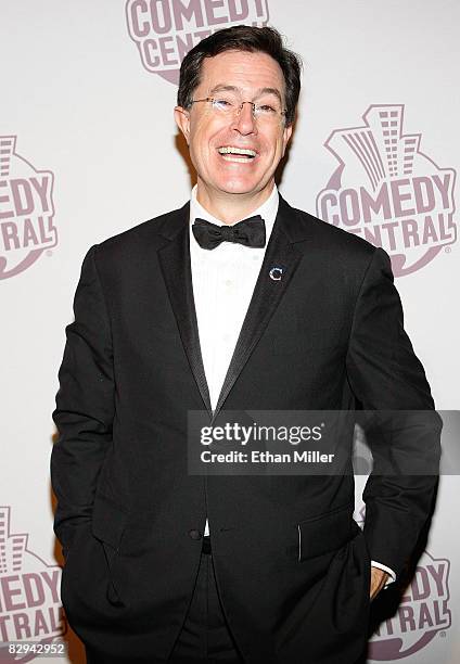 Talk show host Stephen Colbert arrives at Comedy Central's Emmy Awards party at the STK restaurant on September 21, 2008 in Los Angeles, California.