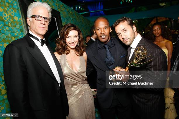 Actor Ted Dansen, actress Mary Steenburgen, actor Jamie Foxx and actor Jeremy Piven attend the HBO EMMY Party at the Plaza at the Pacific Design...