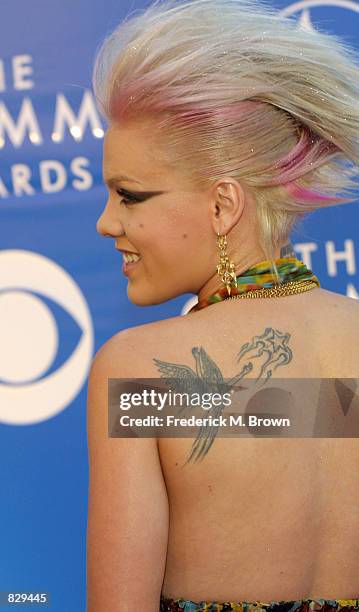 Singer Pink attends the 44th Annual Grammy Awards at Staples Center February 27, 2002 in Los Angeles, CA.