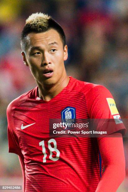 Kim Shinwook of Korea Republic in action during the 2018 FIFA World Cup Russia Asian Qualifiers Final Qualification Round Group A match between Korea...