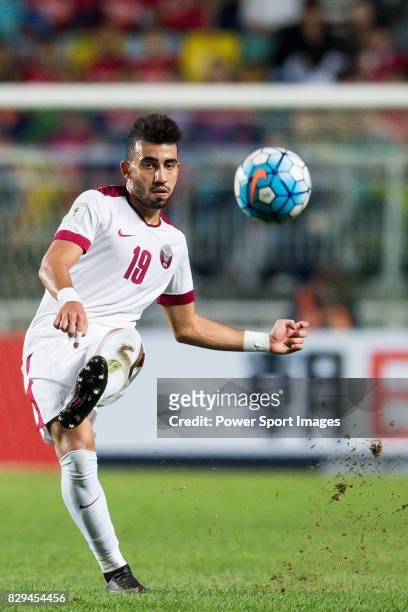 Ahmed Yasser of Qatar in action during the 2018 FIFA World Cup Russia Asian Qualifiers Final Qualification Round Group A match between Korea Republic...