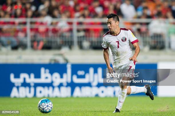 Rodrigo Tabata of Qatar in action during the 2018 FIFA World Cup Russia Asian Qualifiers Final Qualification Round Group A match between Korea...