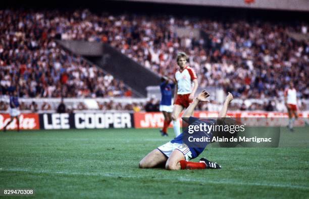 Michel Platini of France looks dejected during the European Championship match between France and Denmark at Parc des Princes, Paris, France on 12th...