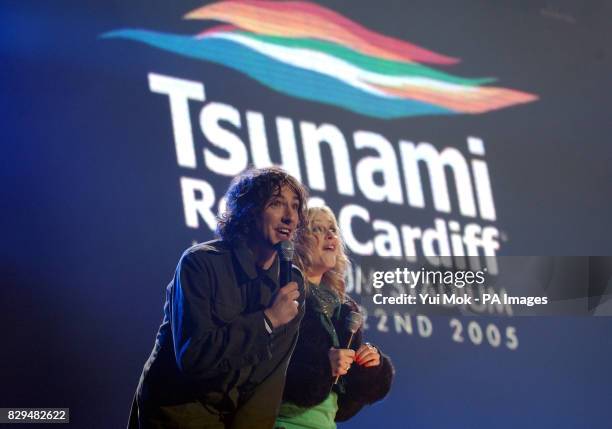 Presenters Alex Zane and Fearne Cotton on stage during the Tsunami Relief Concert.
