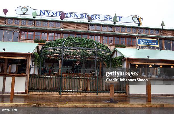 Outside view of the Nymphenburger Sekt beer tent, seen during day 3 of the Oktoberfest beer festival on September 22, 2008 in Munich, Germany. The...