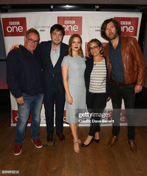 Ben Richards, Tom Burke, Holly Grainger, Ruth Kenley-Letts and Michael Keiller attend a preview screening of the BBC's "Strike" at BFI Southbank on...