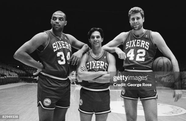 Actor Ken Olin, who plays Michael on the hit TV show "thirtysomething," acts out a fantasy scene of playing for the Philadelphia 76ers basketball...