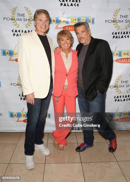 Voice actor Richard White, voice actress and Disney fine artist Paige O'Hara and actor/director Robby Benson attend a preview event at the Magical...