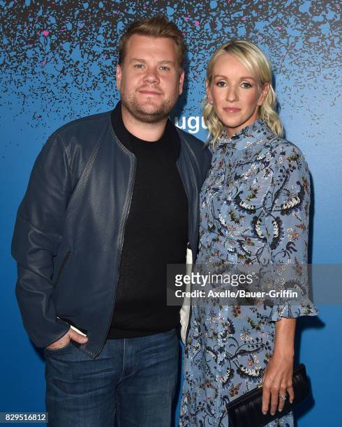 Personality James Corden and wife Julia Carey arrive at 'Carpool Karaoke: The Series' On Apple Music Launch Party at Chateau Marmont on August 7,...